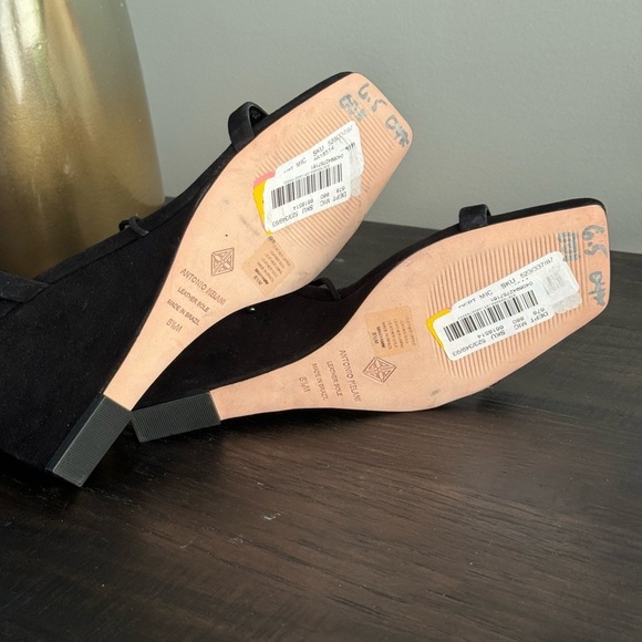 Antonio Melani Black Suede Maryamm Ankle Wrap Wedge Heels Sandals Size 8.5 NEW - Picture 6 of 7